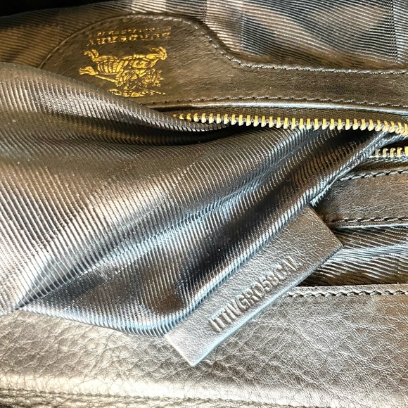 Burberry Manor Satchel Nova Check Black Leather Trim Tote Bag Authentic - Picture 15 of 16